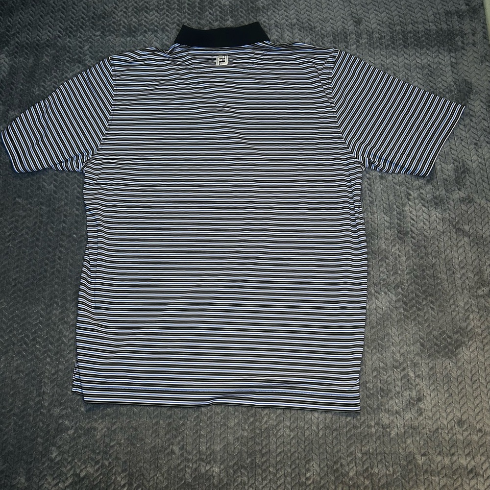 FootJoy Men’s Black White Blue Striped Polo Shirt XXL Golf - Picture 2 of 9